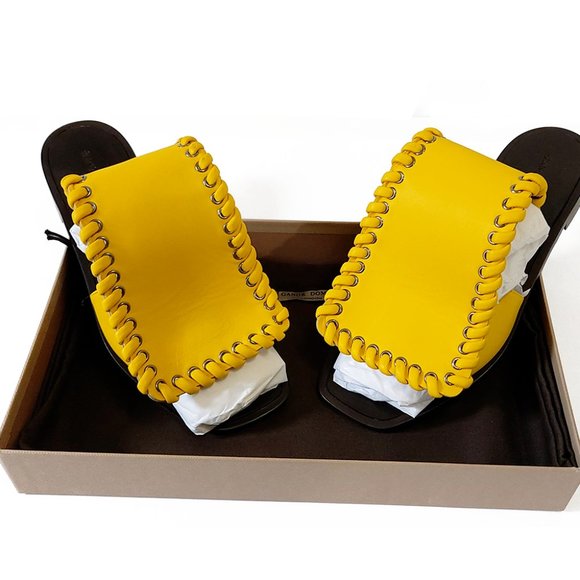 Ganor Dominic London Art Attis Yellow Leather Women's Slides - Picture 4 of 12